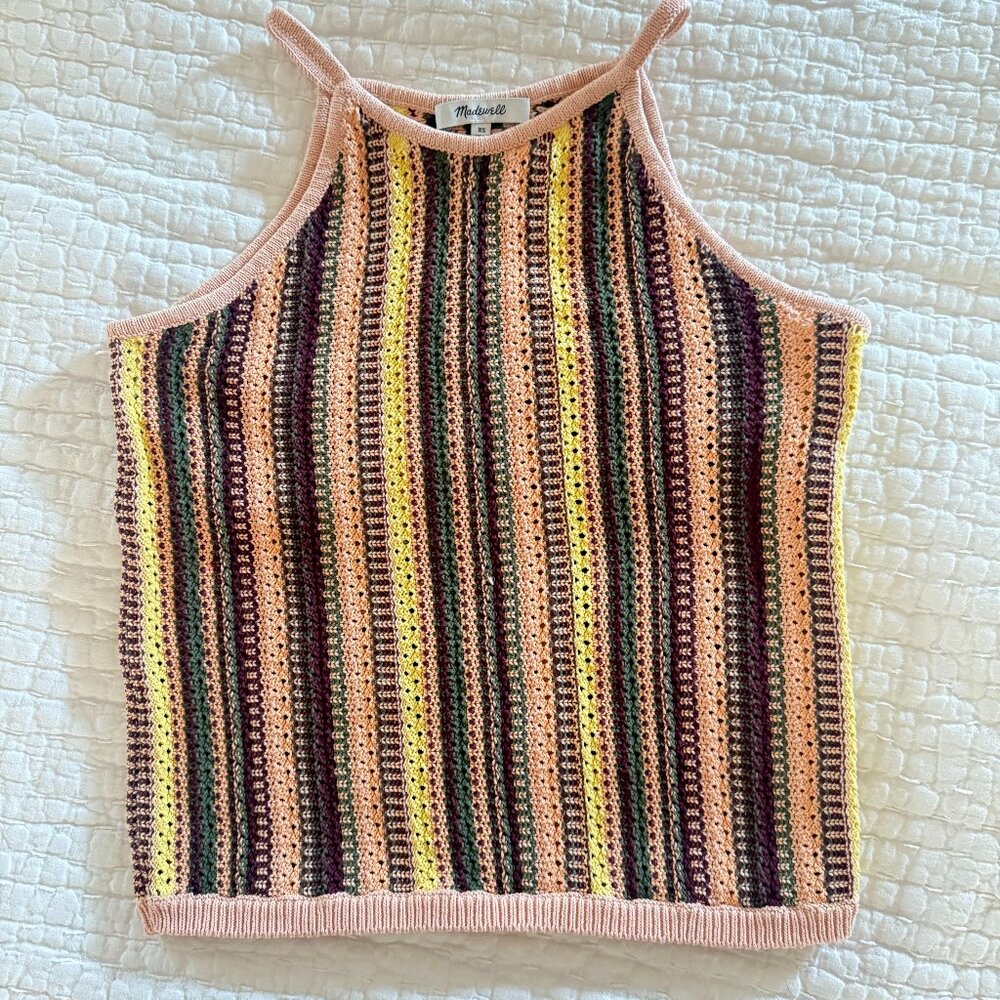 Madewell Cotton Crochet Sweater Shell Tank Multicolor Size S
